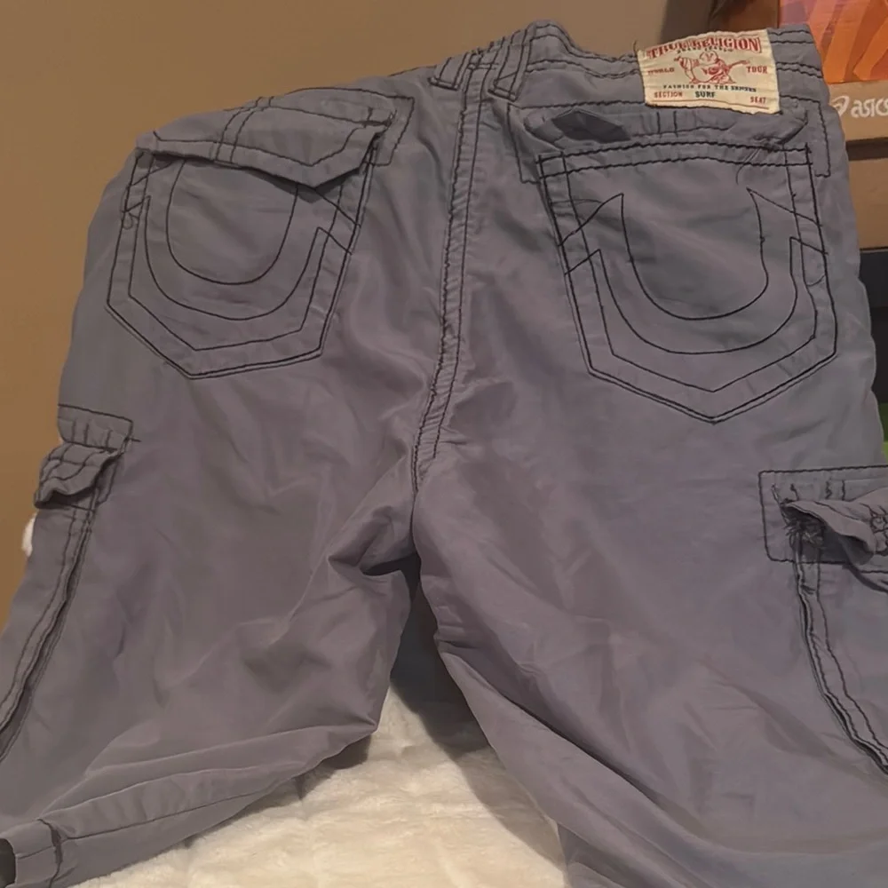 True Religion Men's Cargo Shorts in Steel Blue